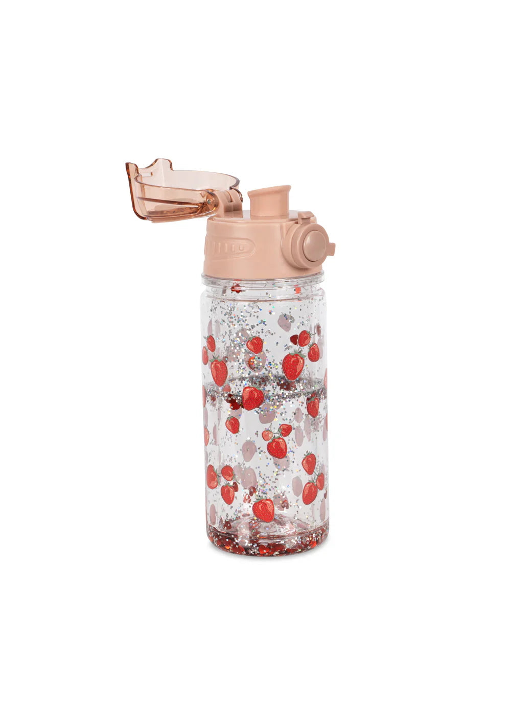 Konges Sløjd Glitter Thermo Fles Fragola, zijaanzicht met glitters