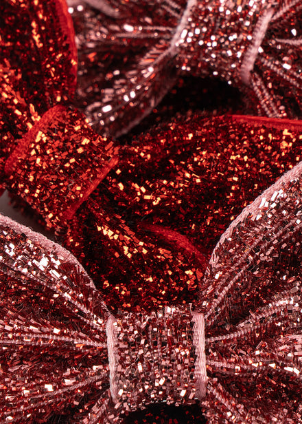 Konges Sløjd Haarspeldjes 4 Pack Micki Bow Hair Clips Red Glitter/Rose Glitter, vierde productfoto op witte achtergrond