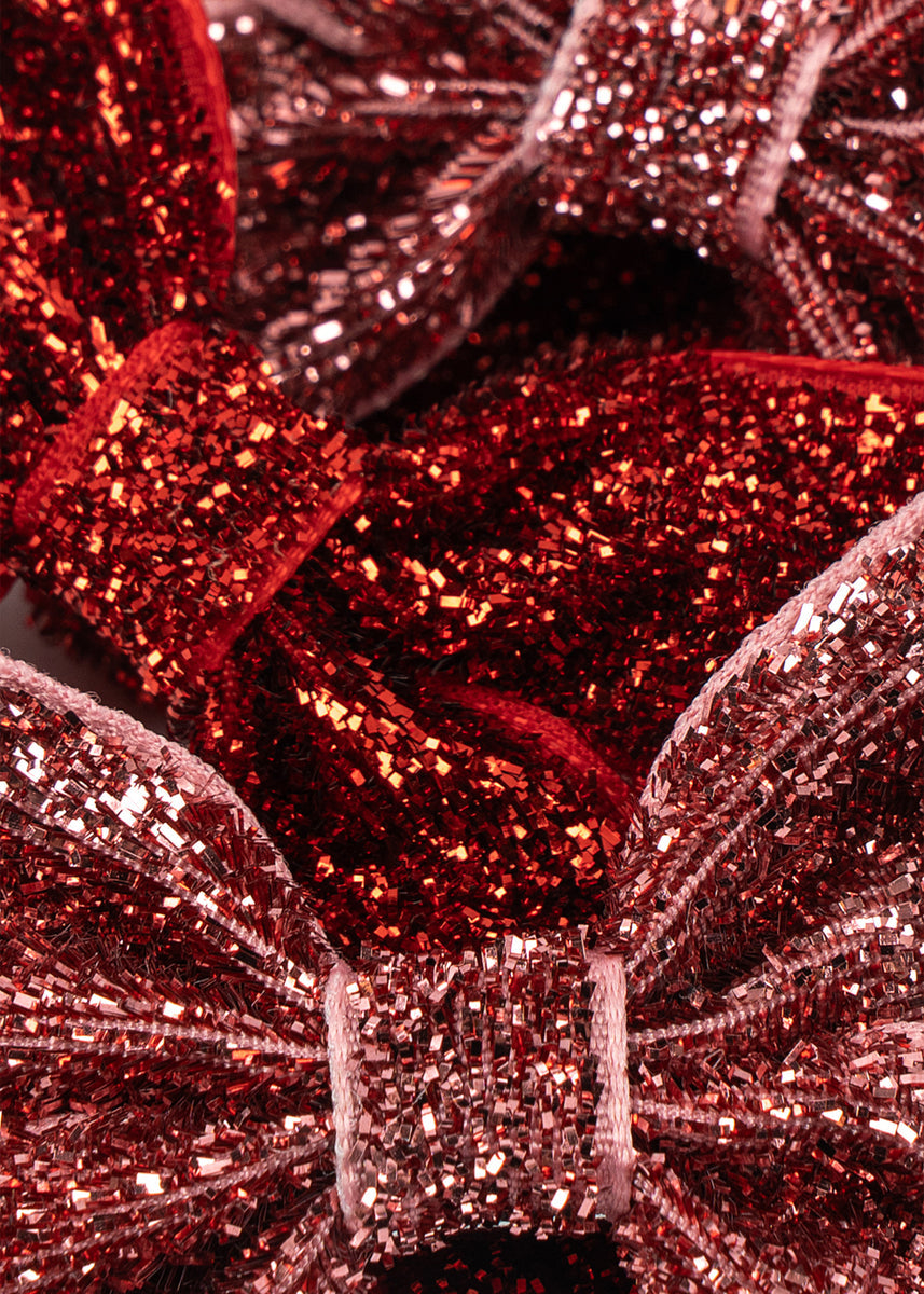 Konges Sløjd Haarspeldjes 4 Pack Micki Bow Hair Clips Red Glitter/Rose Glitter, vierde productfoto op witte achtergrond