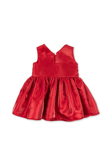 Konges Sløjd Jurk Bellis Dress GRS Barbados Cherry, achterkant van de jurk op witte achtergrond