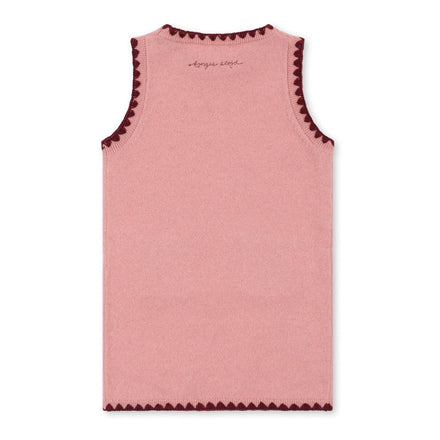 Konges Sløjd Gebreide Jurk Collette Dress Pale Blush, achterkant van de jurk op witte achtergrond