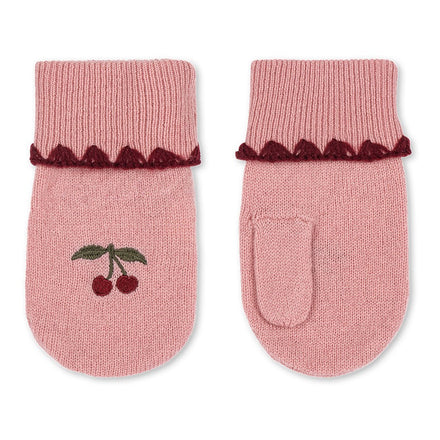 Konges Sløjd Wanten Collette Mittens Pale Blush, gebreide wanten in zacht roze wol op witte achtergrond