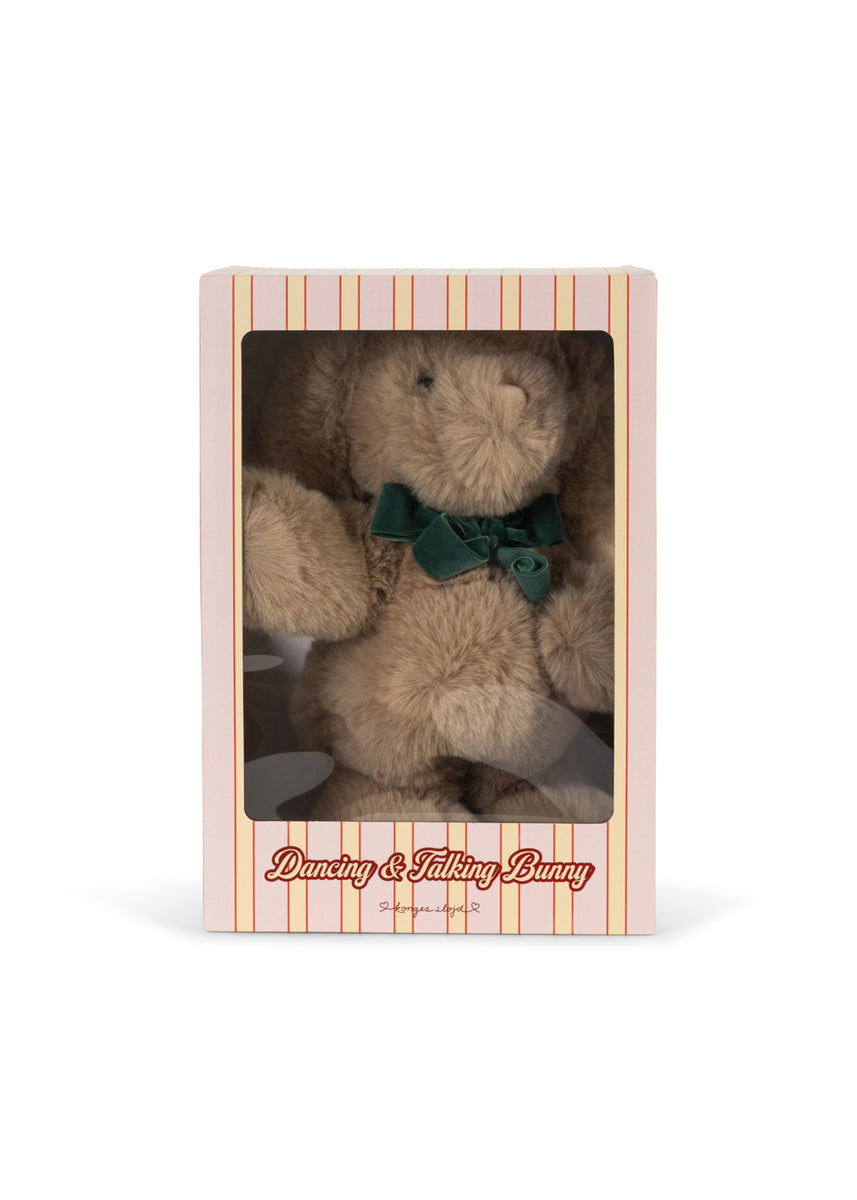 Konges Sløjd Knuffel Dancing & Talking Bunny Toy Off White, konijnenknuffel op witte achtergrond