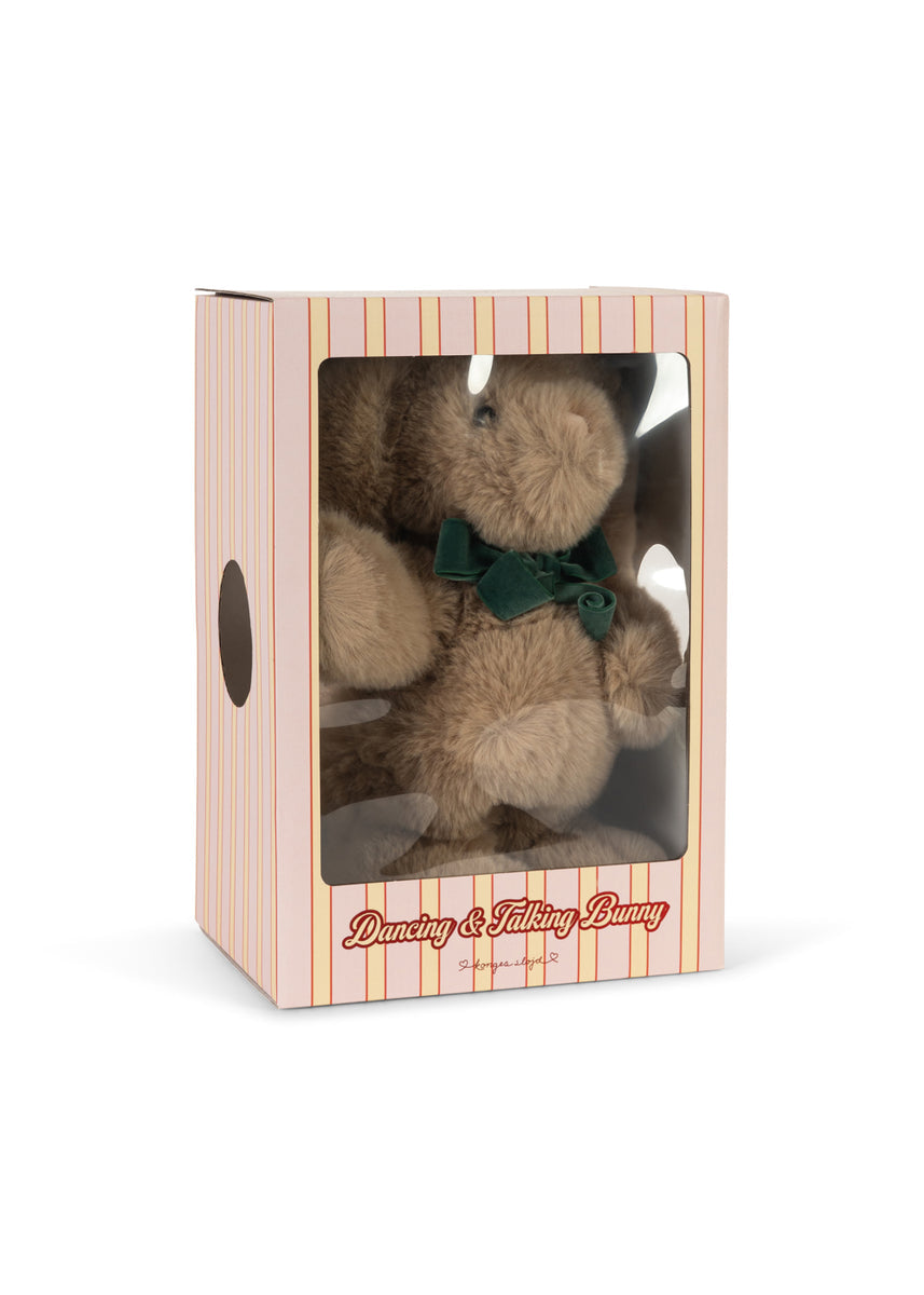 Konges Sløjd Knuffel Dancing & Talking Bunny Toy Off White, tweede productfoto op witte achtergrond