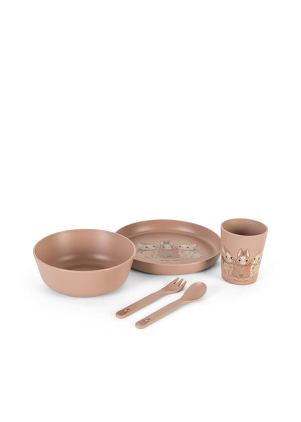 Konges Sløjd Eetset Dinner Set Bunny, eetset op witte achtergrond