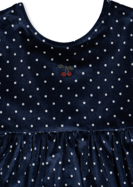 Konges Sløjd Jurk Ditzy Dress GRS Ditzy Dot, detailfoto van de stof met stippenprint