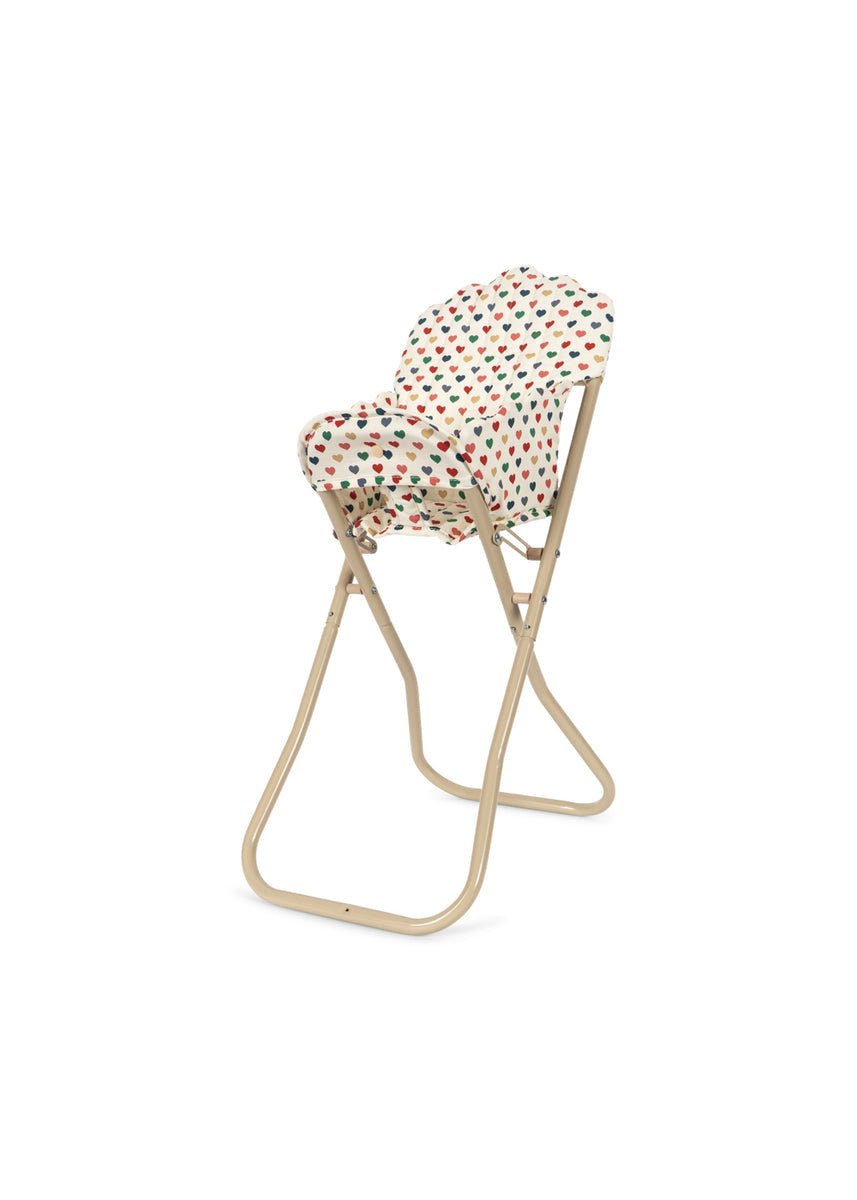 Konges Sløjd Poppenstoel Doll High Chair Coeur Coloré, derde productfoto op witte achtergrond