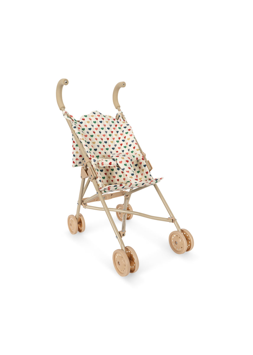 Konges Sløjd Poppenbuggy Doll Stroller Coeur Coloré, poppenbuggy op witte achtergrond