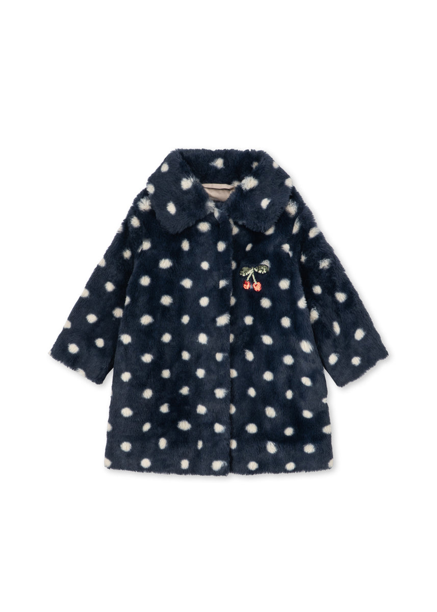 Konges Sløjd Jas Fuzzie Coat GRS Dot Nuit, jas op witte achtergrond