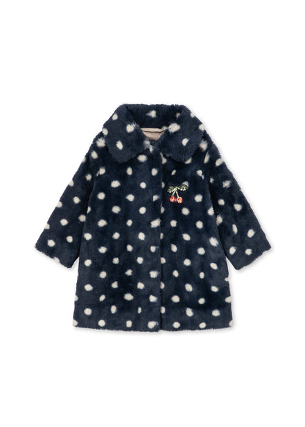 Konges Sløjd Jas Fuzzie Coat GRS Dot Nuit, jas op witte achtergrond