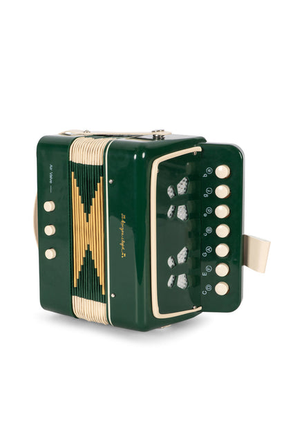 Konges Sløjd Muziekspeelgoed Harmonica Green, tweede productfoto op witte achtergrond