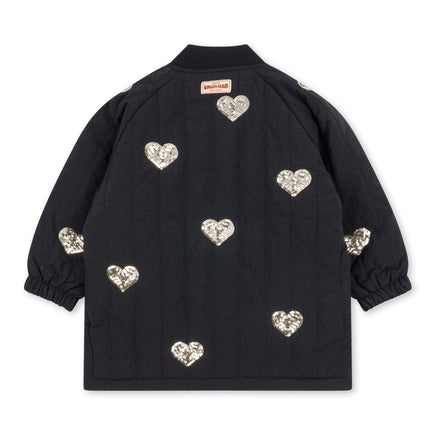 Konges Sløjd Winterjas Juno Sequin Long Jacket Black, achterkant van de winterjas op witte achtergrond