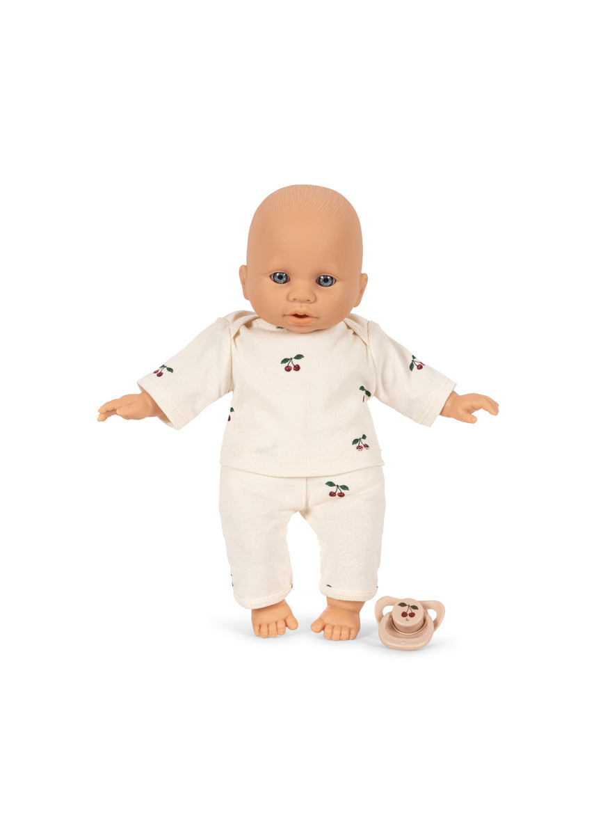 Konges Sløjd Poppenset Poppy Doll Stroller Set Pink Check, tweede productfoto op witte achtergrond