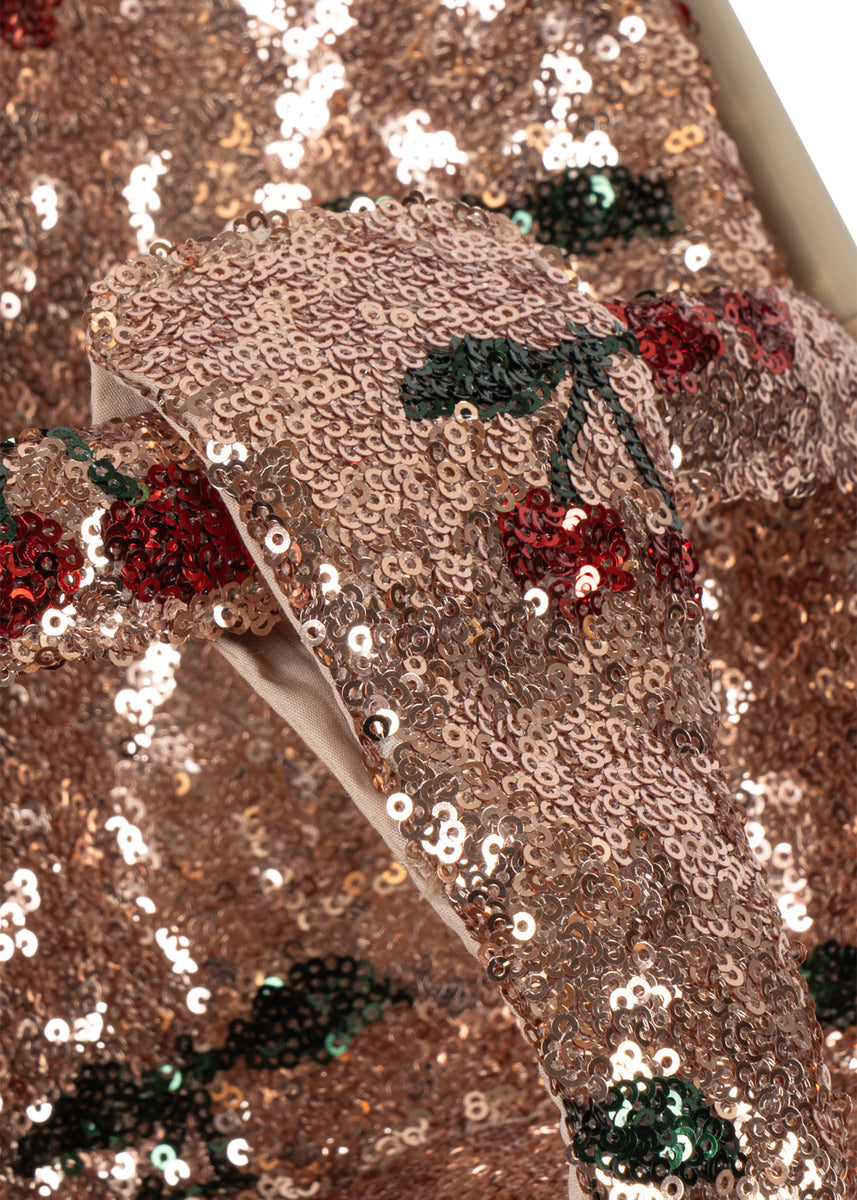 Konges Sløjd Poppenbuggy Sparkly Doll Stroller Cherry Sequin, derde productfoto op witte achtergrond