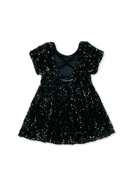 Konges Sløjd Jurk Tamira Ballerina Dress Scarab, achterkant van de jurk op witte achtergrond