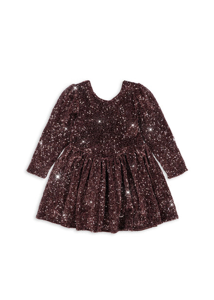 Konges Sløjd Jurk Viola Dress Decadent Chocolate, bruine jurk op witte achtergrond