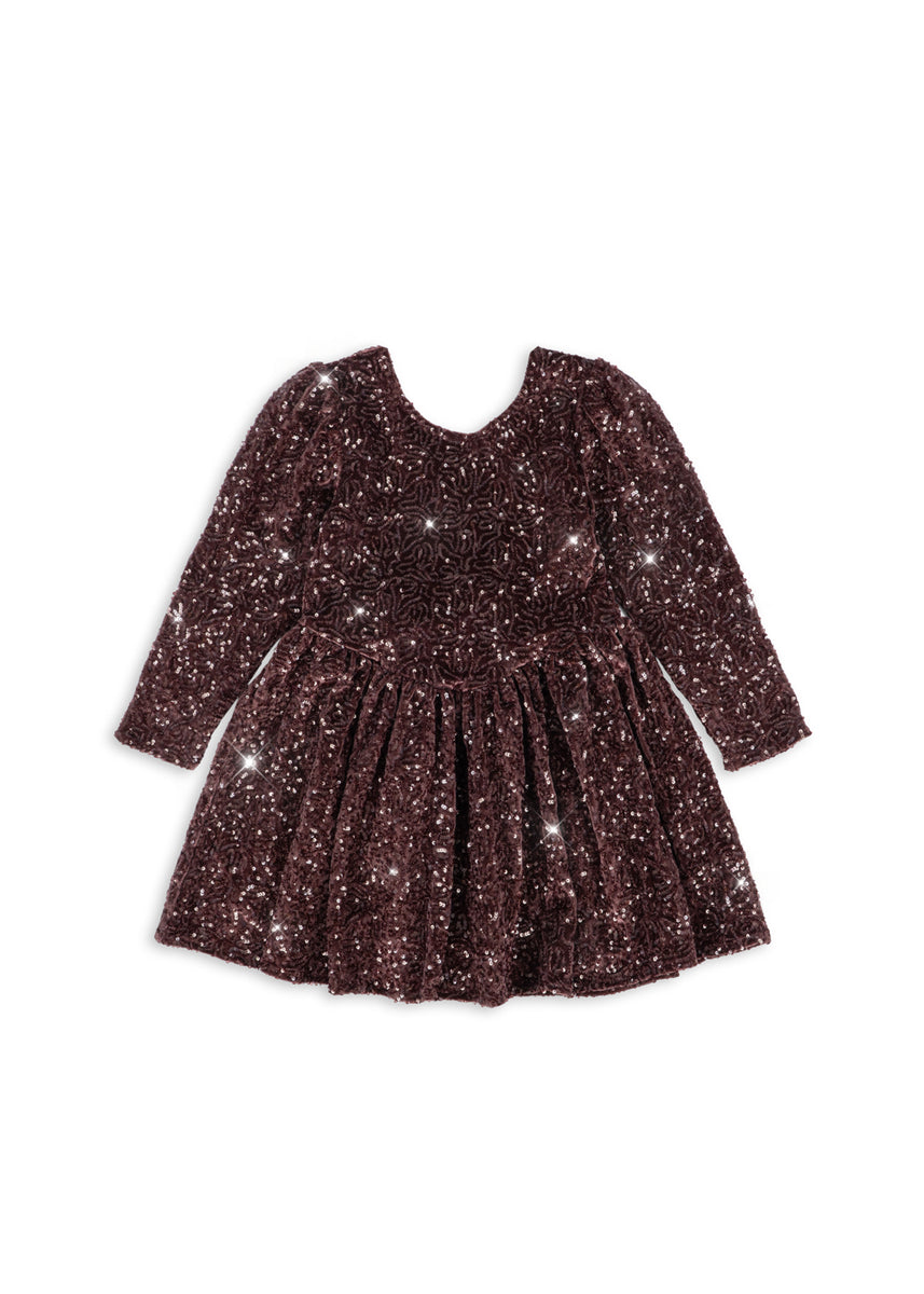 Konges Sløjd Jurk Viola Dress Decadent Chocolate, bruine jurk op witte achtergrond