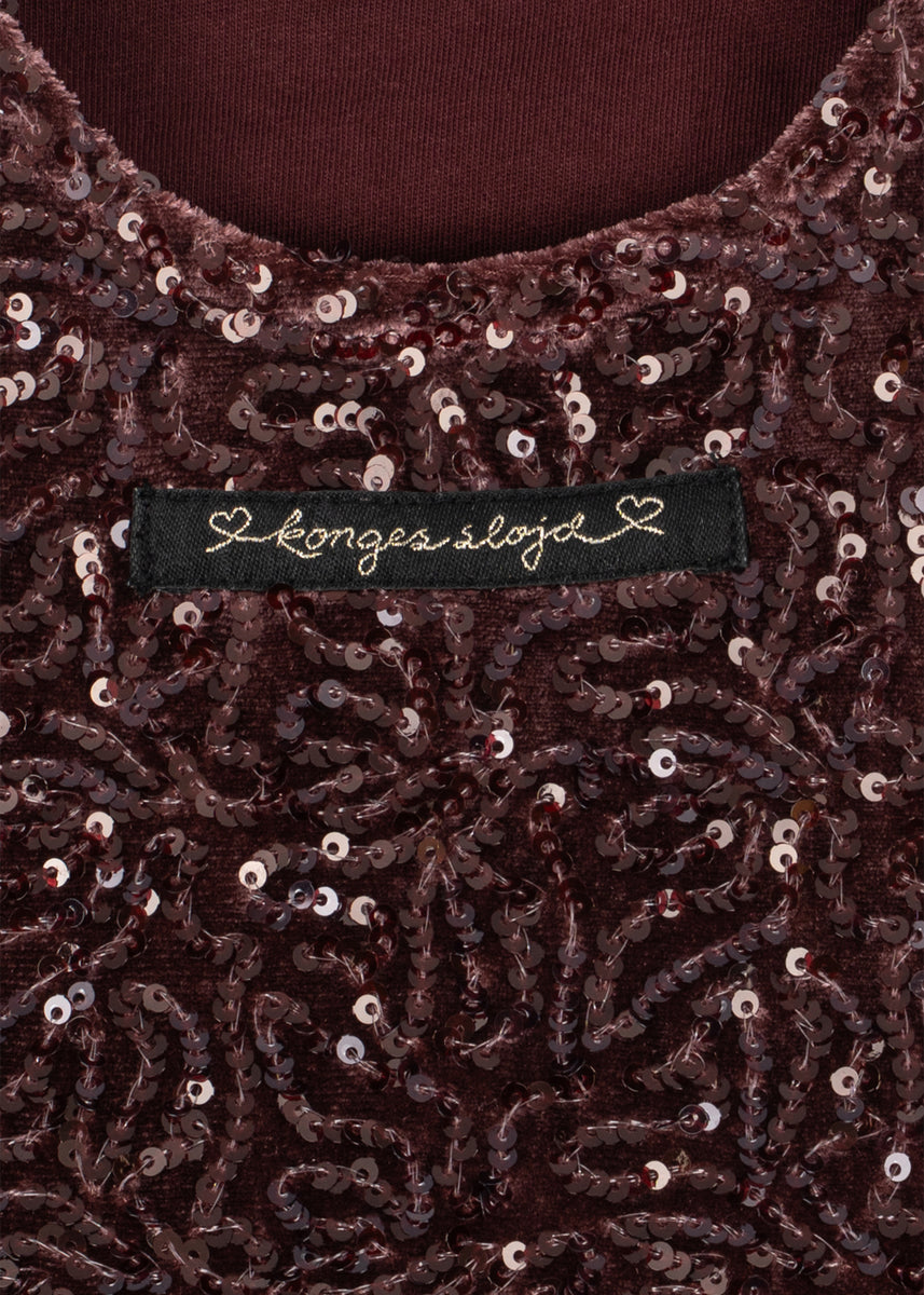 Konges Sløjd Jurk Viola Dress Decadent Chocolate, derde productfoto op witte achtergrond