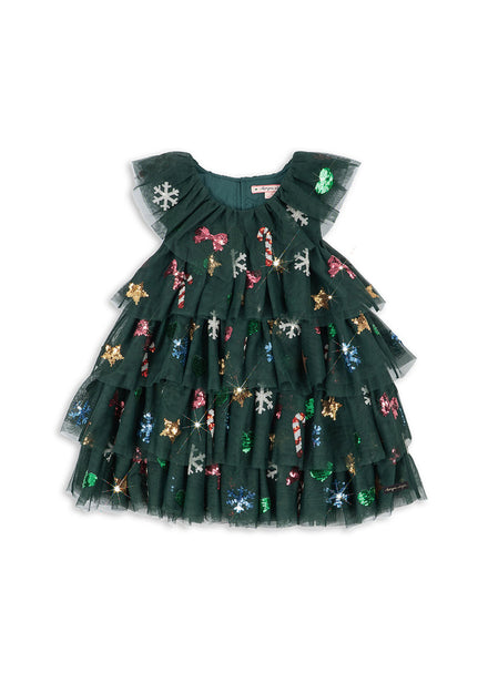 Konges Sløjd Jurk Yvonne Christmas Dress Hunter Green, donkergroene jurk op witte achtergrond