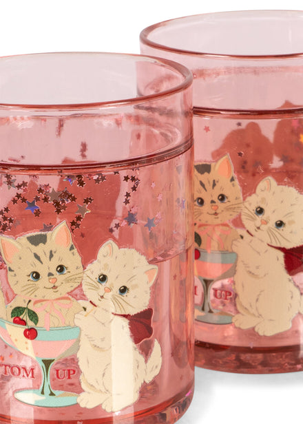 Konges Sløjd Glitterbekers 2 Pack Glitter Cups Rose Cat, tweede productfoto op witte achtergrond