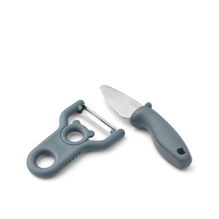 Liewood Pertense Peeler & Knife Set | Whale Blue