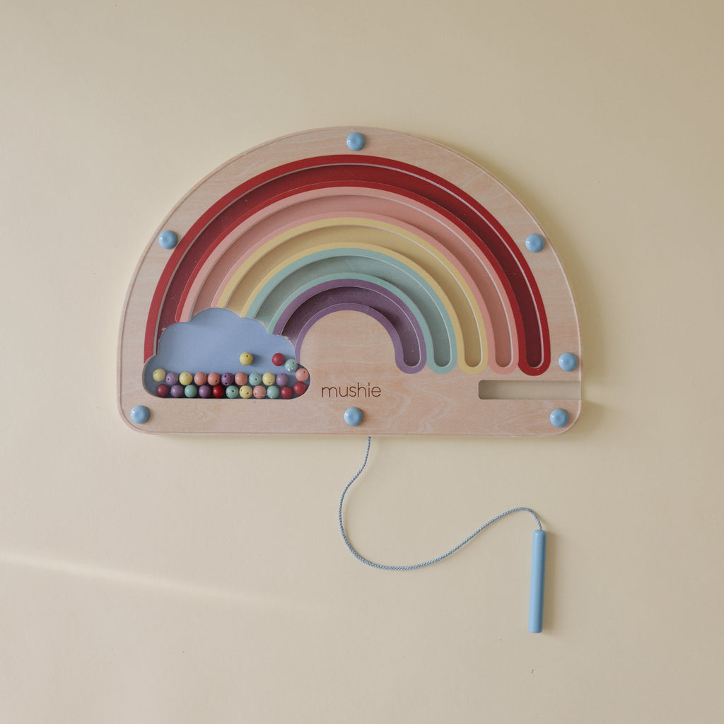 Mushie magnetisch doolhof Regenboog in pastelkleuren met wolkje