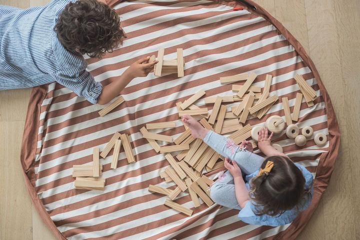 Play and go Opbergzak speelmat | Stripes Brown