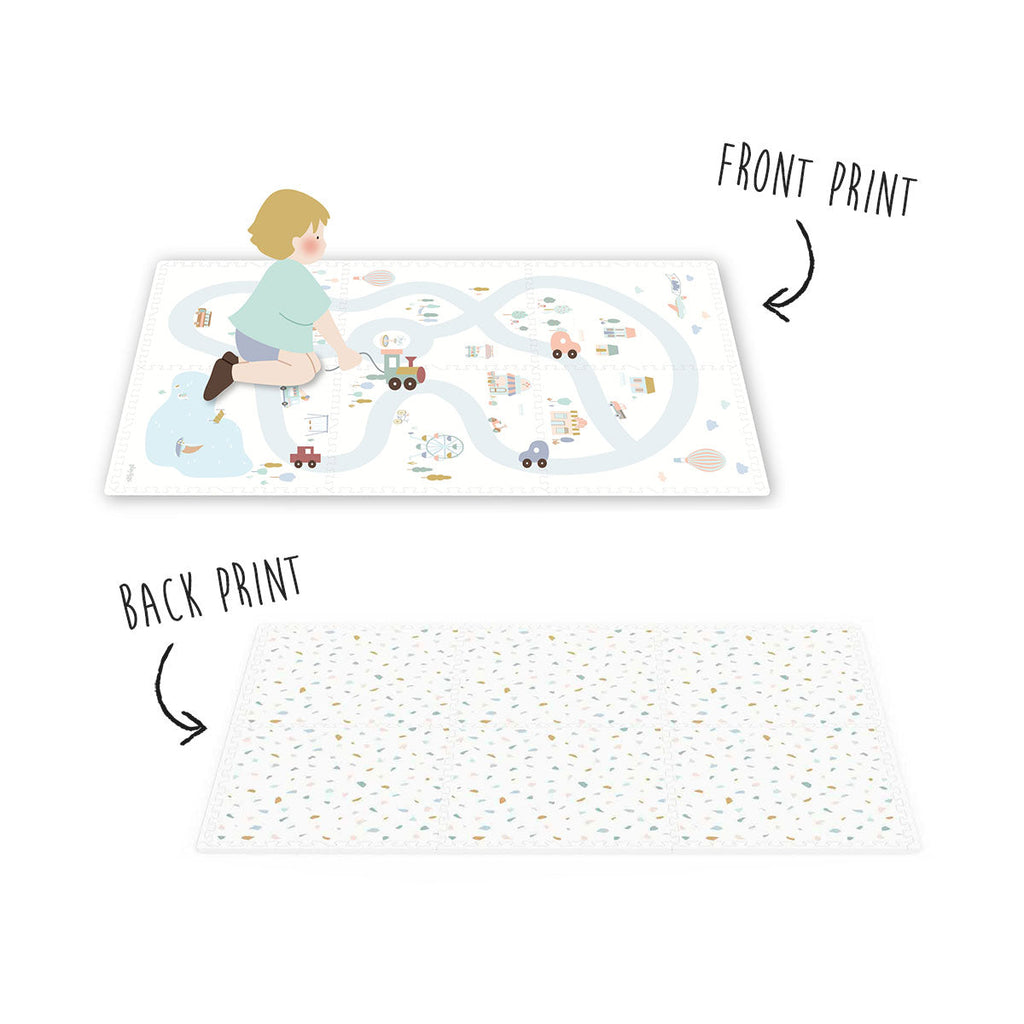 Play and go EEVAA 2-In-1 Speeltapijt Puzzelmat & Opbergbox | Village 120x180cm