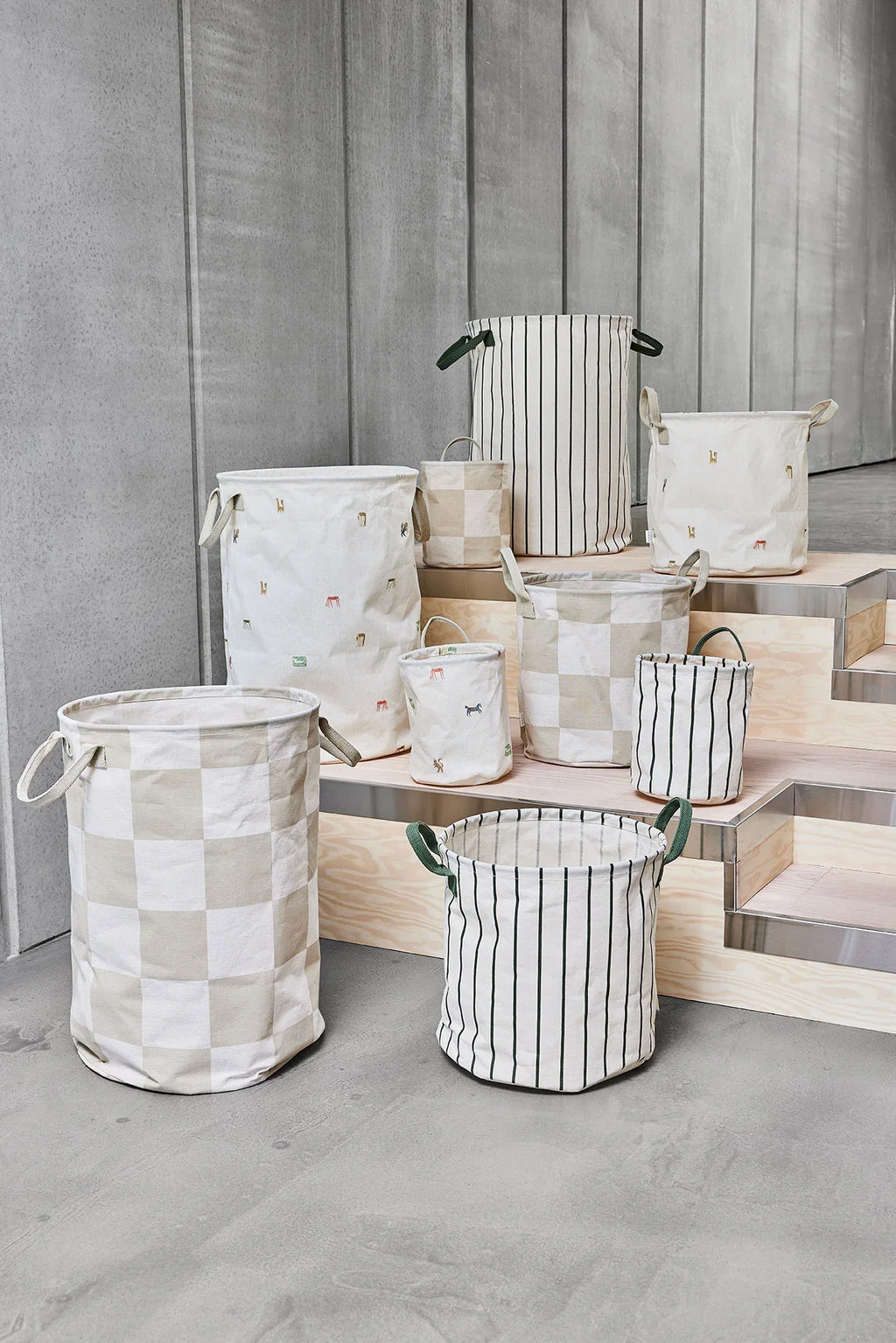 OYOY Living Raita Laundry/Opbergmand Large | Green / Off White