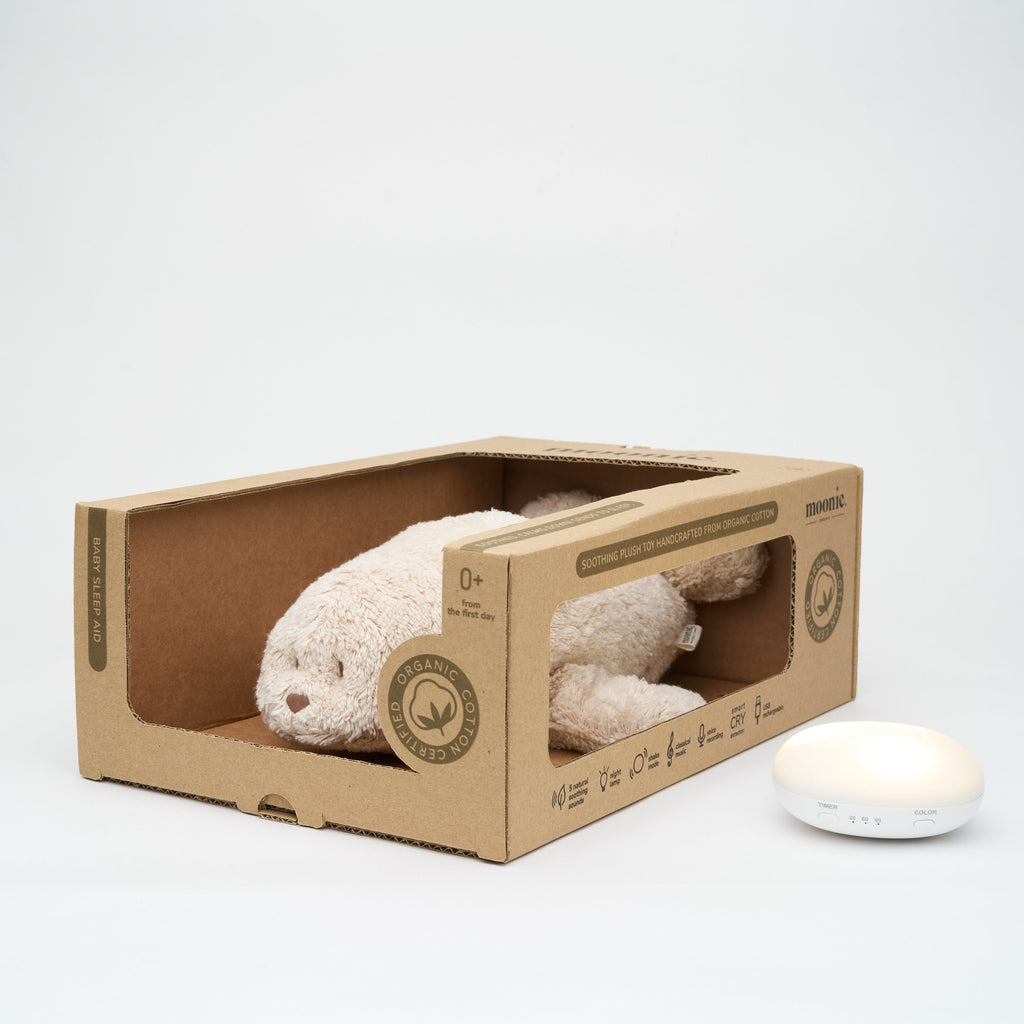 Moonie 2.0 - Knuffel Hartslag en Licht | Humming Zeehondje Seal Sand