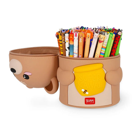 Legami Super Kawaii Teddy Bear pennenhouder in de kleur Honey met extra grote opbergruimte