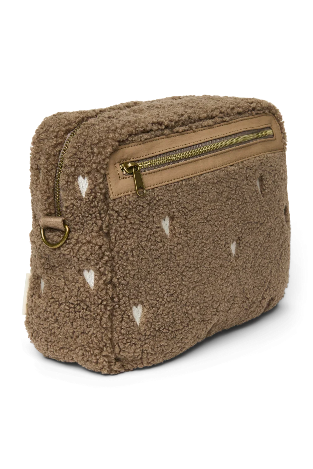 Studio Noos Teddy Buggy Organizer in Brown Teddy Hearts met ritssluiting en flessenhouder