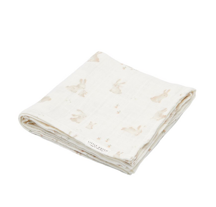 zzz Little Dutch Swaddle doek hydrofiel 120x120cm Baby Bunny | Meerkleurig