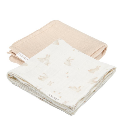 Little Dutch Swaddle doeken set hydrofiel 70x70cm Baby Bunny / Beige | Meerkleurig