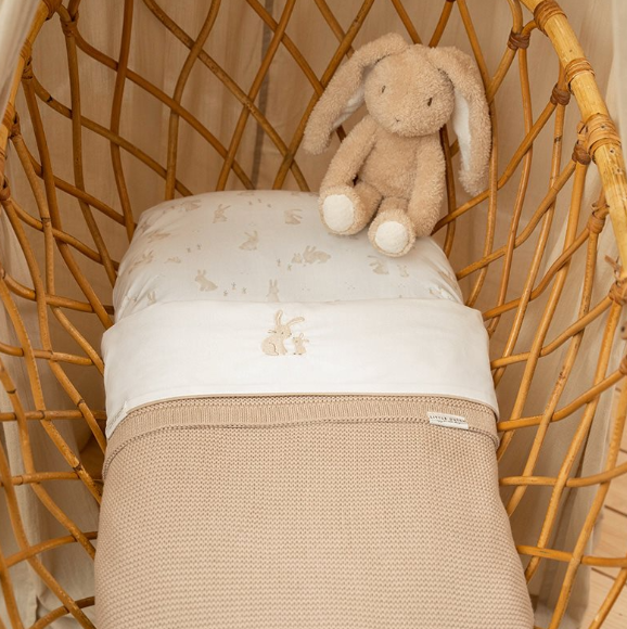 Little Dutch Ledikantlaken 110x140cm Baby Bunny geborduurd  | Wit