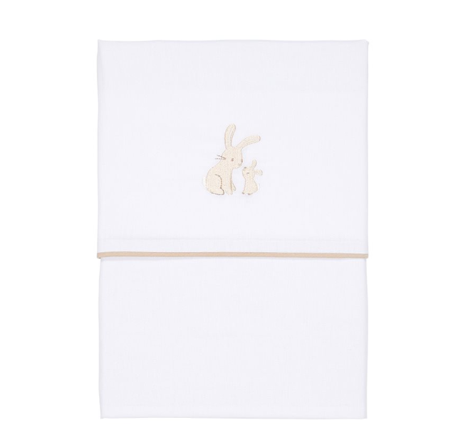 * Little Dutch Wieglaken 70x100cm Baby Bunny geborduurd | Wit