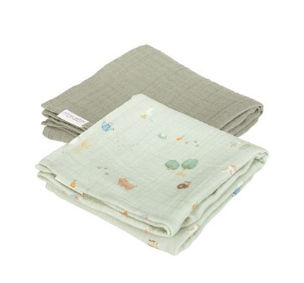 Little Dutch Swaddle Doeken Set Hydrofiel 70x70cm | Little Farm Olive
