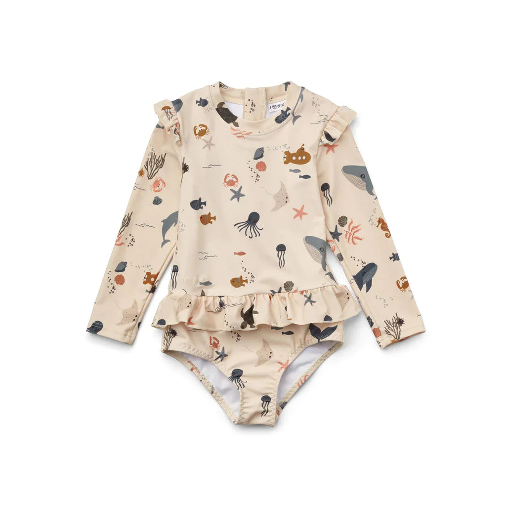 Liewood Sille Swim Jumpsuit 2-3Y | Sea Creature / Sandy Mix