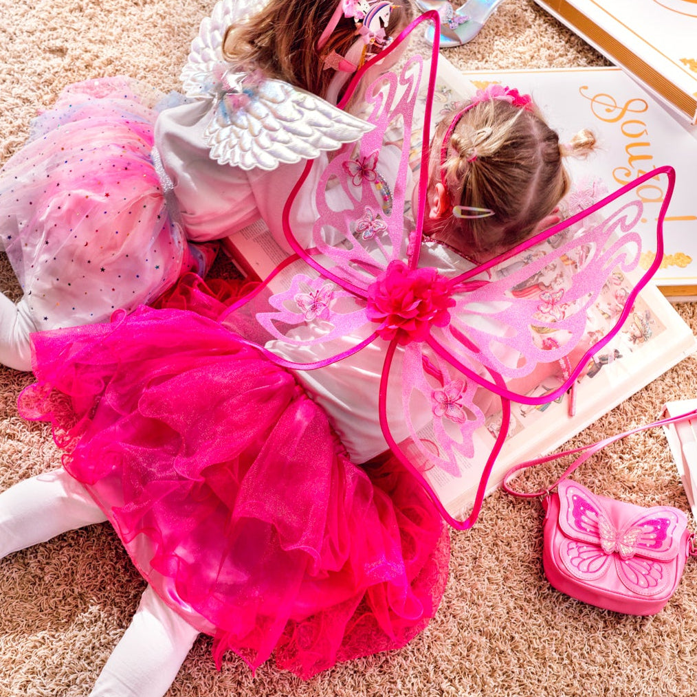 Souza Feeen Tutu Set Rosie Roze, twee kinderen dragen de feeenkostuums