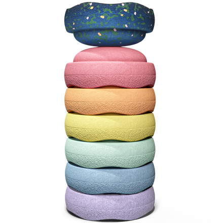 * Stapelstein®  Spring Special Mini Rainbow Pastel Set van 6 + GRATIS steen