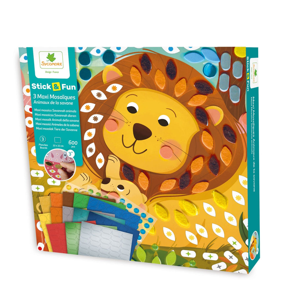 Sycomore Stick & Fun Maxi Mozaïek Savannedieren in de verpakking