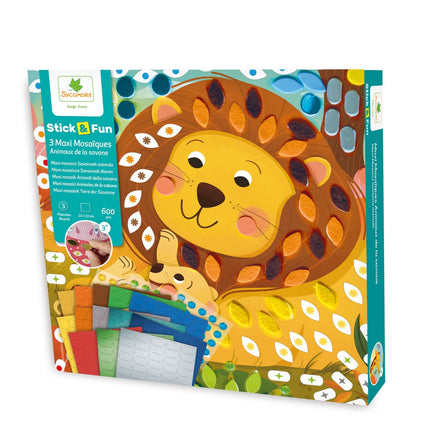 Sycomore Stick & Fun Maxi Mozaïek Savannedieren in de verpakking
