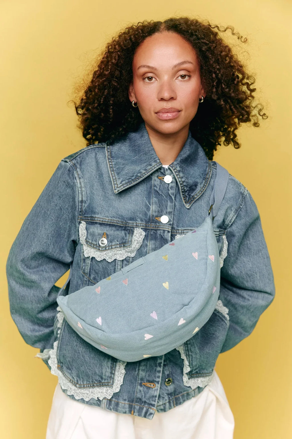 Studio Noos Adult Fanny Pack | Lichtblauwe Denim Hearts