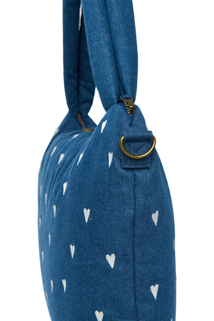 Studio Noos Luiertas met rits | Donkerblauwe Denim Hearts