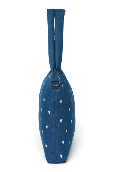 Studio Noos Luiertas met rits | Donkerblauwe Denim Hearts