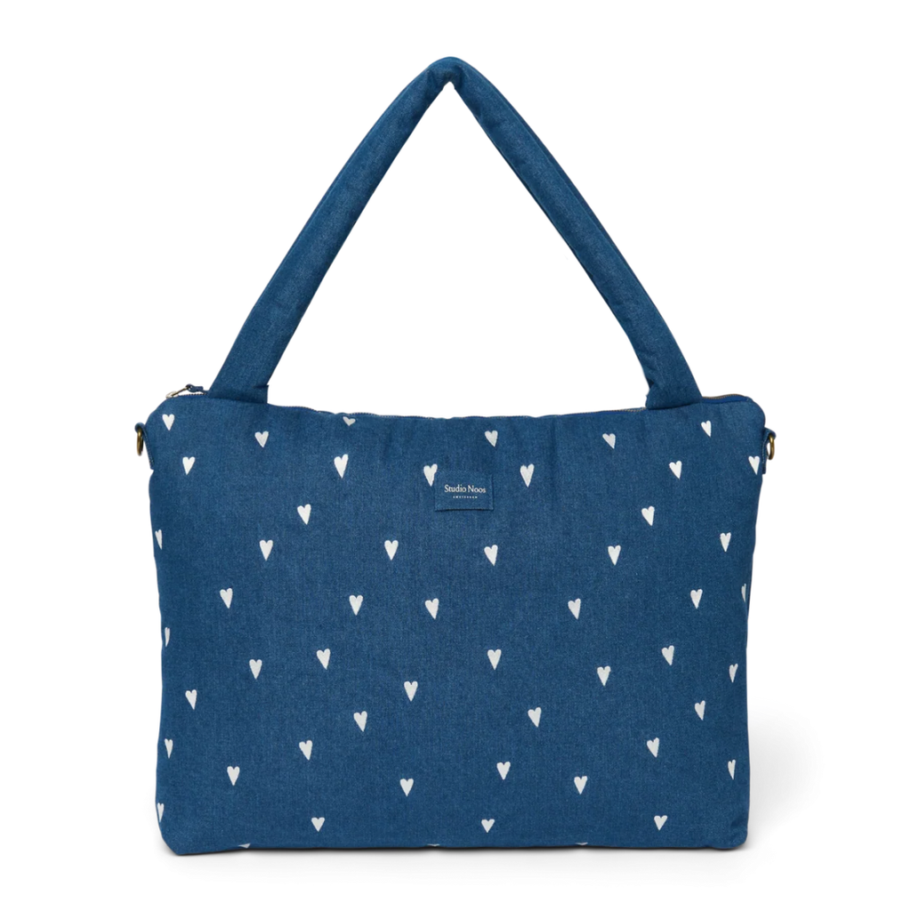 Studio Noos Luiertas met rits | Donkerblauwe Denim Hearts
