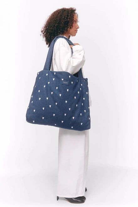 Studio Noos Mom Bag | Donkerblauwe Denim Hearts