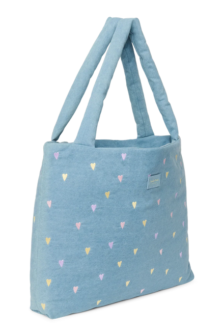 Studio Noos Mom Bag | Lichtblauwe Denim Hearts