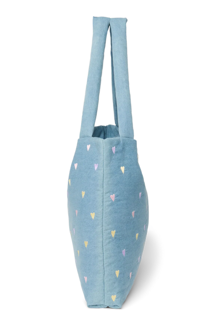 Studio Noos Mom Bag | Lichtblauwe Denim Hearts