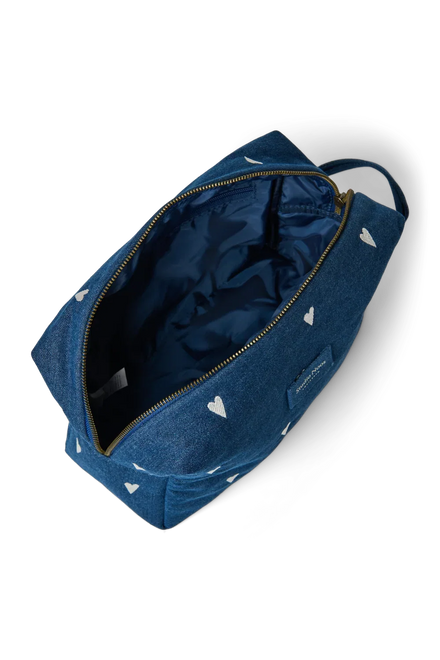 Studio Noos Toilettas | Donkerblauwe Denim Hearts
